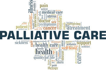 Palliative care vector illustration word cloud isolated on a white background.
