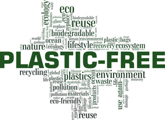 Plastic-free vector illustration word cloud isolated on a white background.