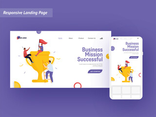 Obraz na płótnie Canvas Business Mission Successful Concept Based Landing Page For Advertising.