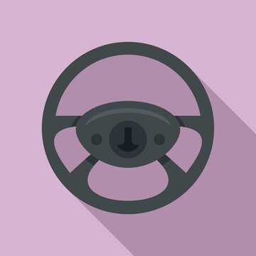 Garage steering wheel icon, flat style