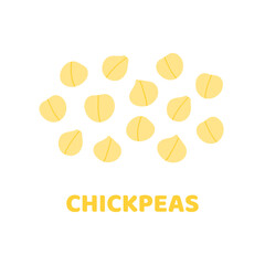 Vector cartoon style illustration of chickpeas, chick pea seeds for healthy vegan food design.

