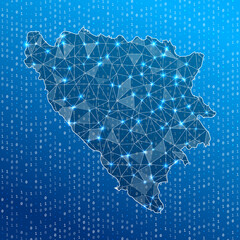 Network map of Bosnia. Country digital connections map. Technology, internet, network, telecommunication concept. Vector illustration.