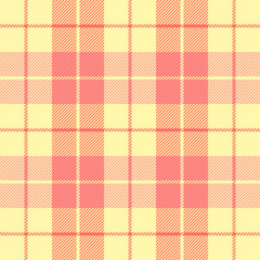 Easter Tartan plaid. Scottish pattern in red and yellow cage. Scottish cage. Traditional Scottish checkered background. Seamless fabric texture. Vector illustration