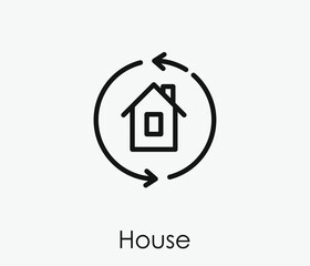 House vector icon.  Editable stroke. Linear style sign for use on web design and mobile apps, logo. Symbol illustration. Pixel vector graphics - Vector