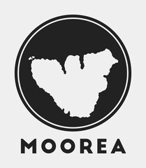 Moorea icon. Round logo with island map and title. Stylish Moorea badge with map. Vector illustration. - obrazy, fototapety, plakaty
