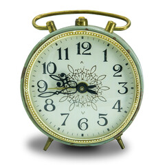 vintage alarm clock isolated on white background