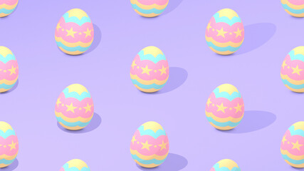 Fototapeta na wymiar 3d render purple Easter egg pattern background.