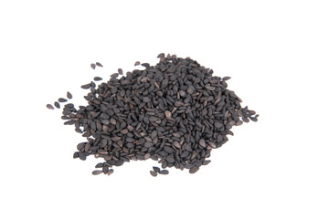 Black sesame spice isolated on the white background