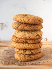 Homemade chocolate cookies rustic background