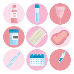 nine ginecology icons