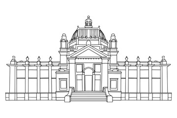 Vector sketch of art pavillion in Zagreb. Croatia, the oldest gallery in the Southeast Europe