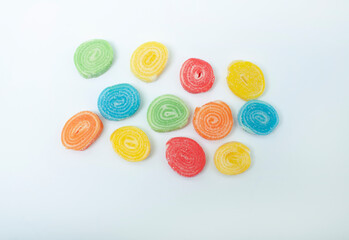 Colorful jelly candy on a white background