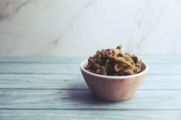 Delicious fried mushrooms in bowl	

