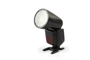 Camera Speedlight flashes isolated on white background