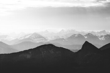 The Alps Mountains monochrome in Germany Bavaria