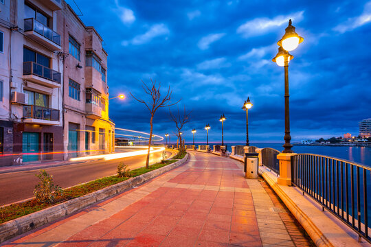 Night scenery of St. Julian's town on Malta