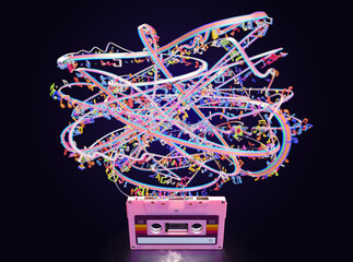 Cassette Tape Unwinding Colors