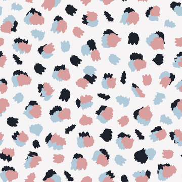 Abstract vector leo seamless repeat pattern on white background. Stains looking like animal skin all over print.