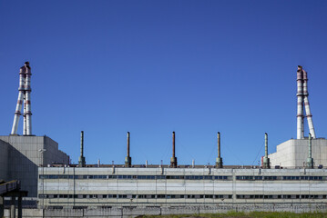 Fototapeta na wymiar Visaginas, Lithuania, May 23, 2020. Ignalina Nuclear Power Plant near the city of Visaginas, Lithuania, The power plant has been closed since 31 December, 2009. 