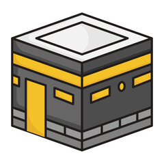 Holy Makkah Concept, The Kaaba Vector color Icon Design, Arab culture and traditions Symbol, Islamic and Muslim fastings Sign,  Holiest city in Islam stock, Ramadan and Eid al Fitr illustration