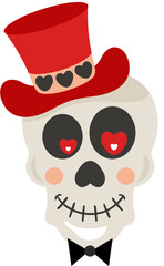 Valentine skull with red hat