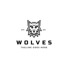 wolf face head animal logo icon vector template