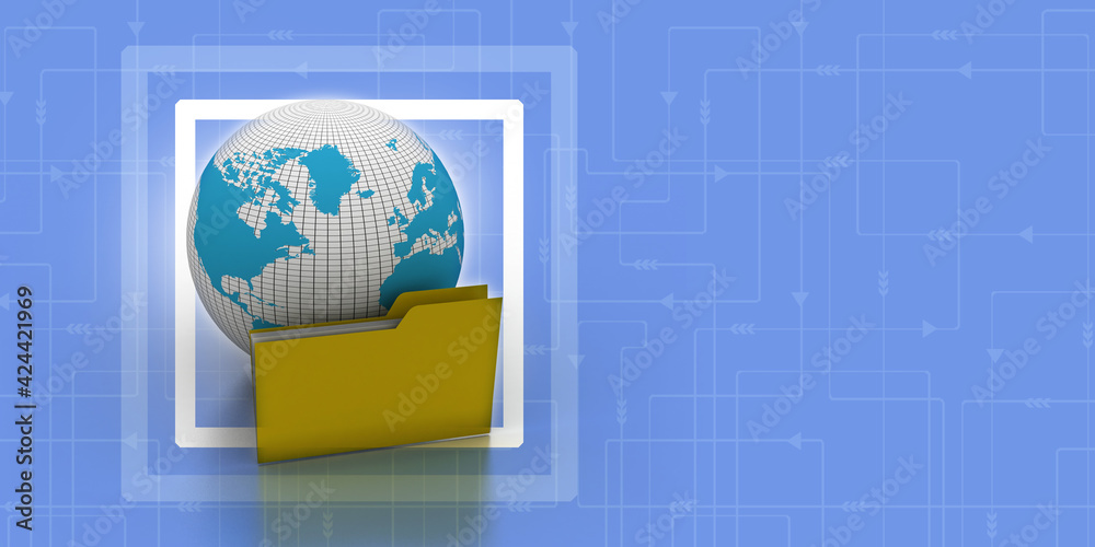 Poster 3d rendering folder with documents