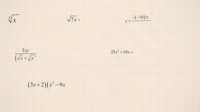 A lot of difficult-to-understand maths formulas appearing on a graph paper background. Science, complexity, solutions.

