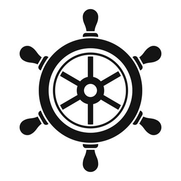 Navy ship wheel icon, simple style