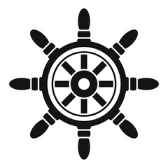 Fototapeta premium Sailboat ship wheel icon, simple style