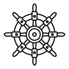 Obraz premium Marine ship wheel icon, outline style