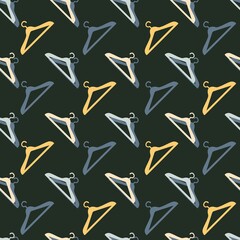 Fototapeta na wymiar Abstract Seamless Pattern with White Yellow and Black Cloth Hangers Vector Graphic