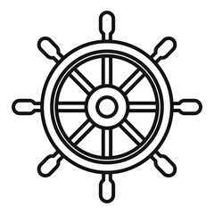 Sea ship wheel icon, outline style