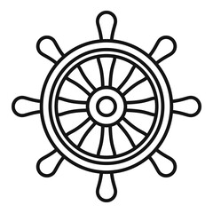 Nautical ship wheel icon, outline style