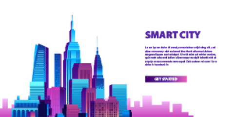 Obraz premium Smart city concept with pop colorful building skyscraper city scene for future innovation