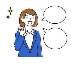 ジェンダーレススーツを着ている可愛い女子 笑顔 程よいシンプルな女性のイラスト ベクター