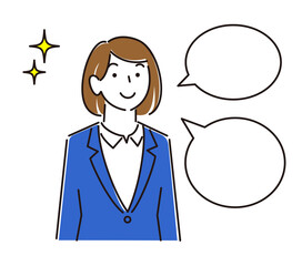 ジェンダーレススーツを着ている可愛い女子 笑顔 程よいシンプルな女性のイラスト ベクター