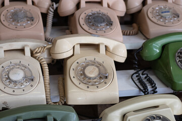 Old rotary telephones old technology.