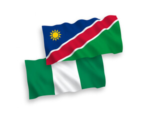 Obraz premium Flags of Republic of Namibia and Nigeria on a white background