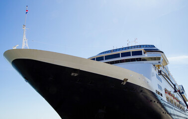 HAL Holland America Line cruiseship or cruise ship liner Zaandam in port of Montevideo, Uruguay on...