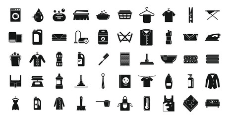 Dry cleaning icons set, simple style