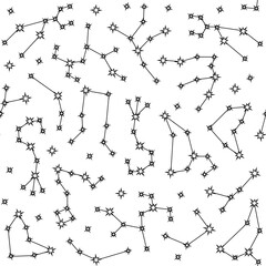 Seamless pattern with constellation symbols in line style