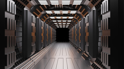 Sci-fi background corridor room smart future