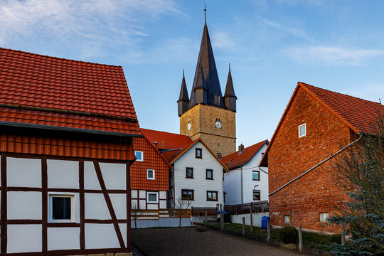 The village an church of Netra in Hesse Germany	
