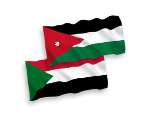 Flags of Hashemite Kingdom of Jordan and Sudan on a white background