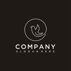 Fototapeta premium Circular bird logo, Bird line circle logo design vector illustration, Stock illustration Bird logo design template vector image