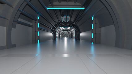 Sci-fi background corridor room smart future