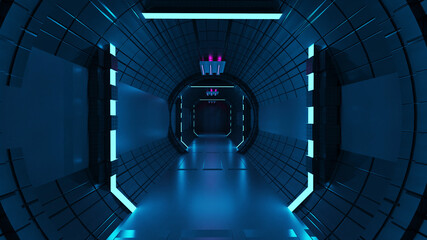 Sci-fi background corridor room smart future