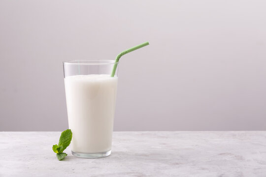 Lassi is a popular traditional dahi, yogurt based cold drink in India. Image with copy space