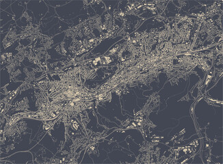 map of the city of Wuppertal, Germany